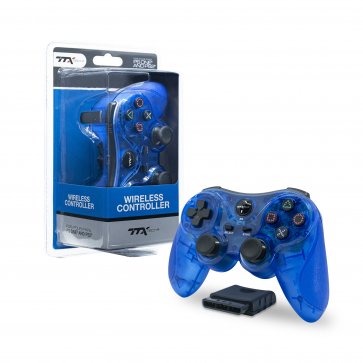 PS2 Clear Blue Wireless Controller - Similar To DS2
