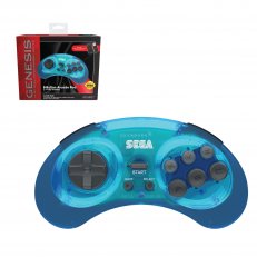 SEGA Genesis 8-Button Arcade Pad Clear Blue Wireless 2.4 GHz