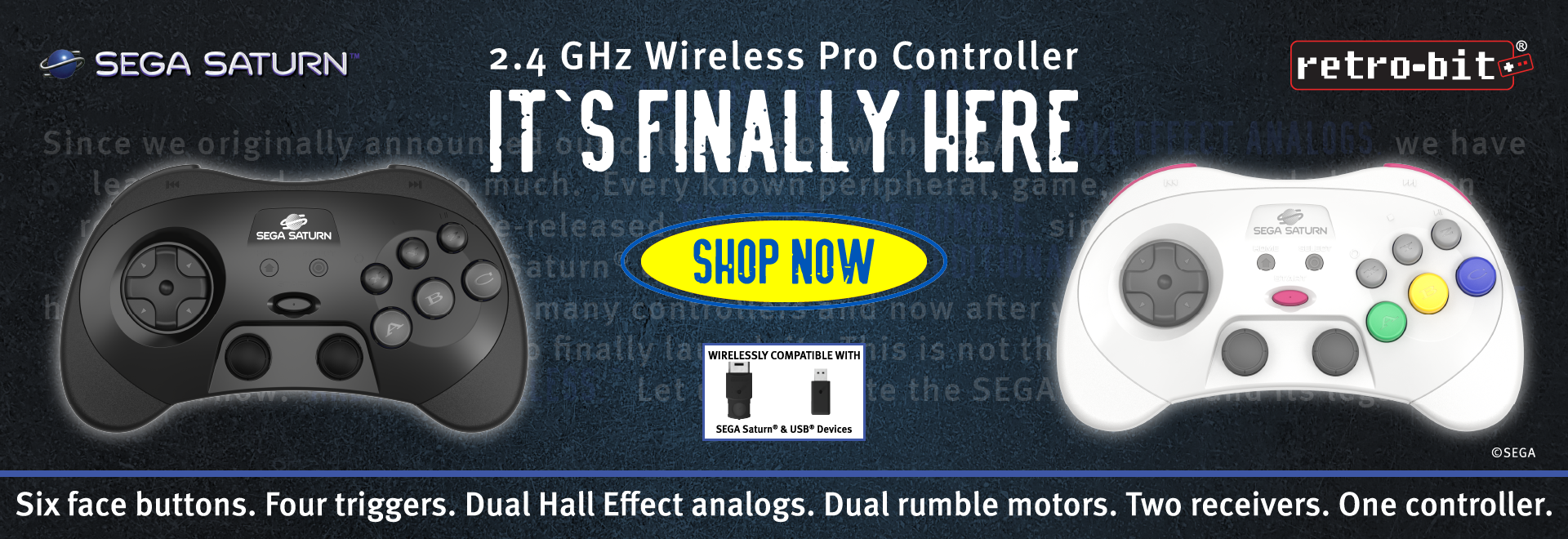 It's finally here!  SEGA Saturn 2.4 GHz Wireless Pro Controller!