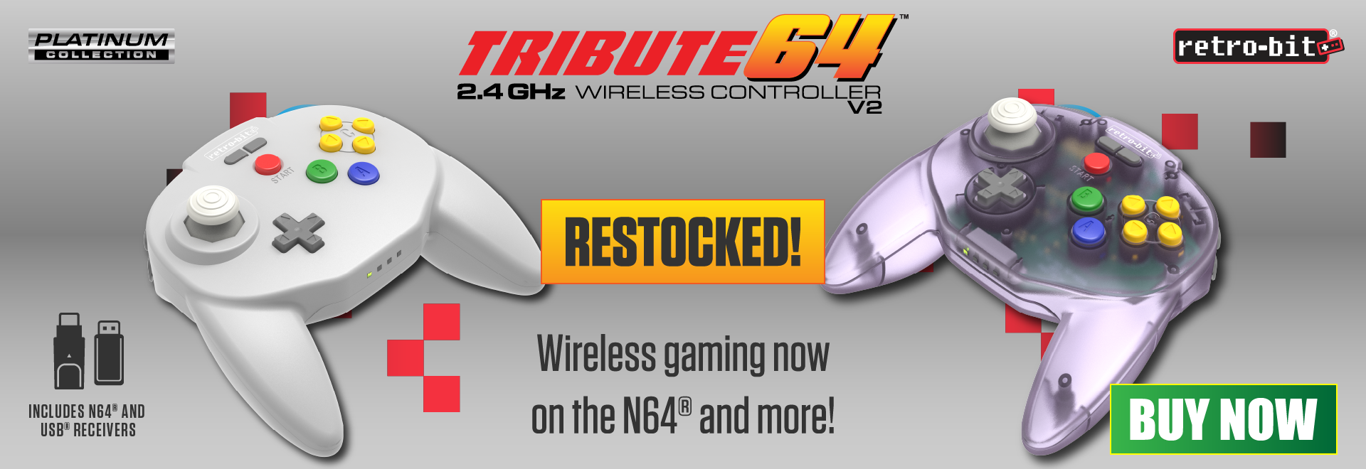 Tribute64 2.4 GHz Wireless is back in stock!