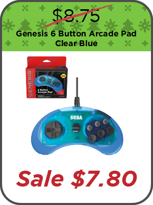SEGA Genesis 6 Button Arcade Pad - Clear Blue