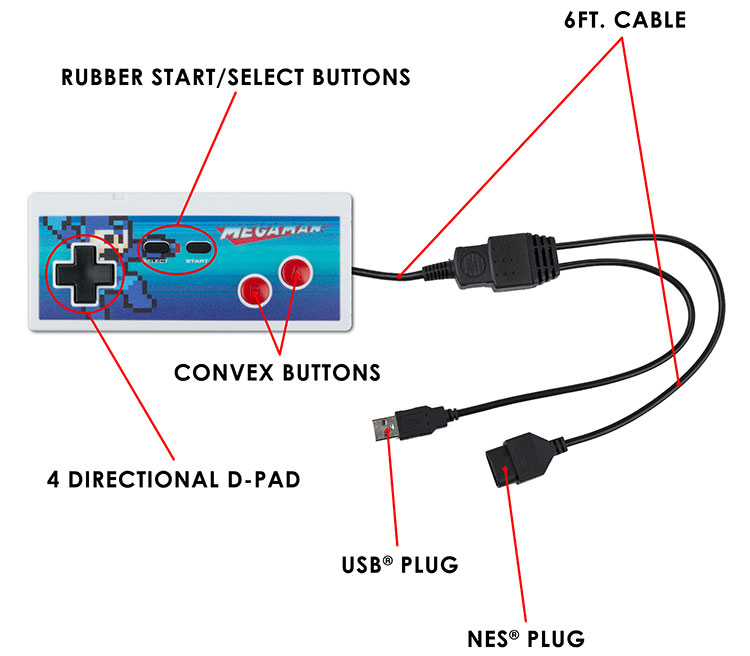 Retro-bit Mega Man NES USB Controller